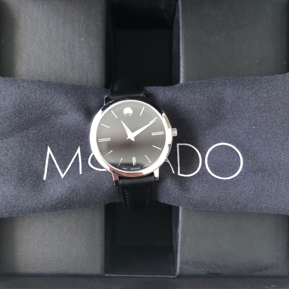 Movado Women’s Ultra Slim 28mm Strap Watch Black - Picture 5 of 8